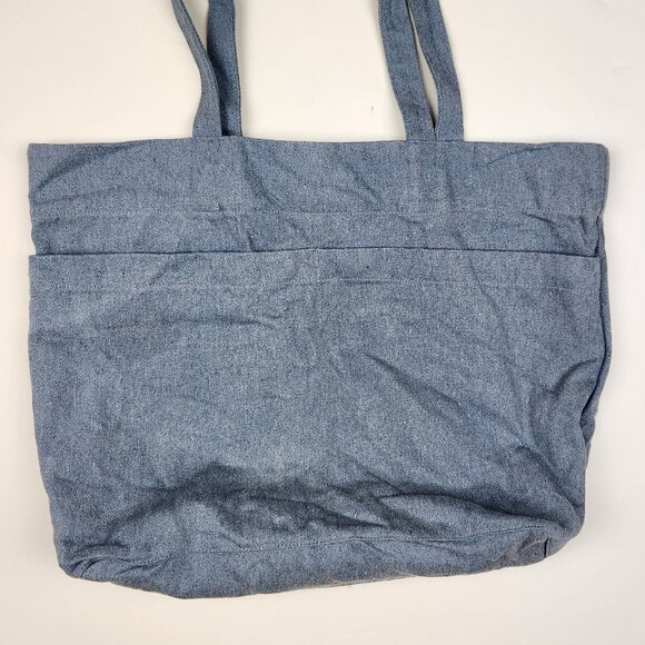 GDS Cloth Goods Blue Chambray Cotton Tote Bag Pockets - Picture 3 of 7